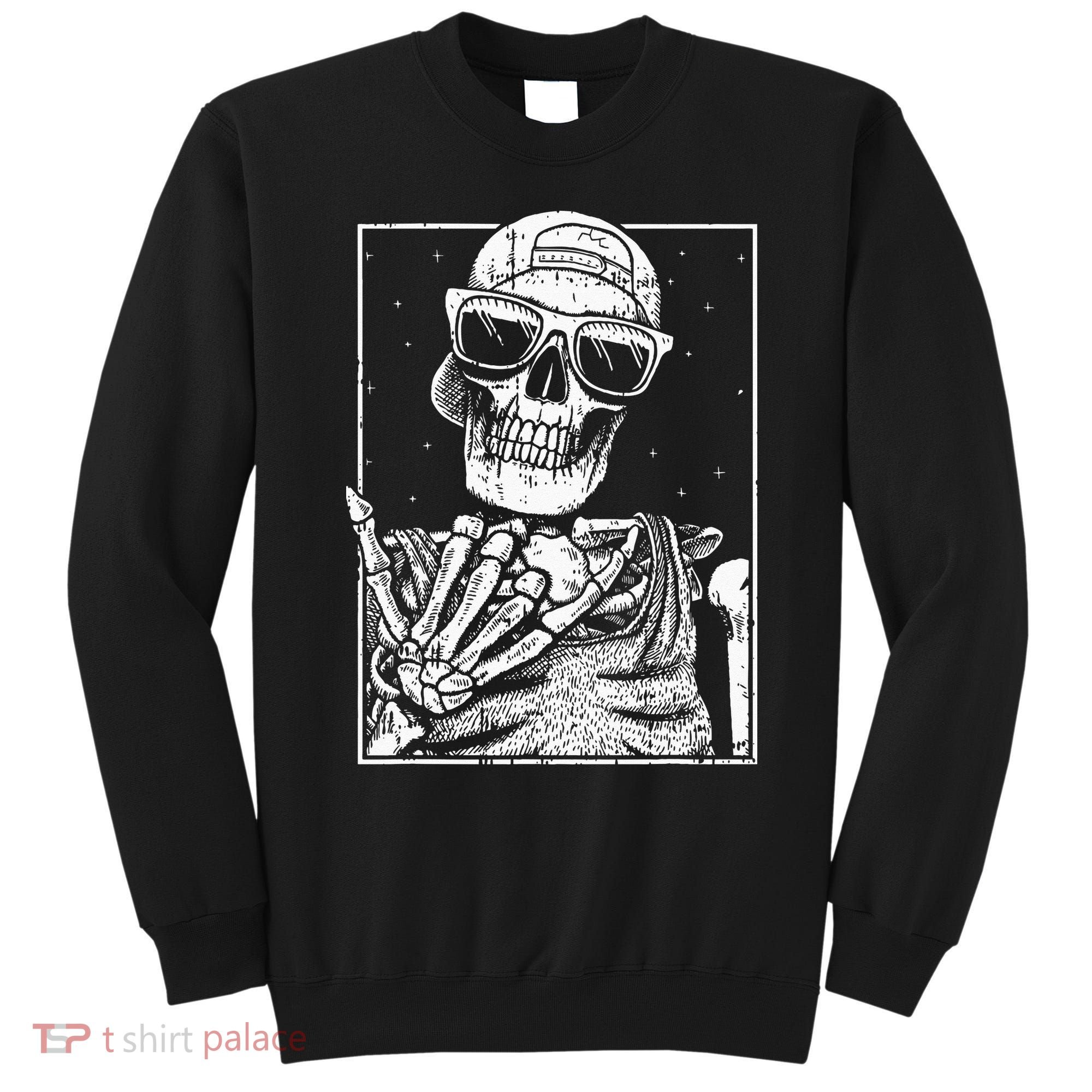 Skeleton Rock Hand Halloween Costume Cool Rock Music Rocker Sweatshirt