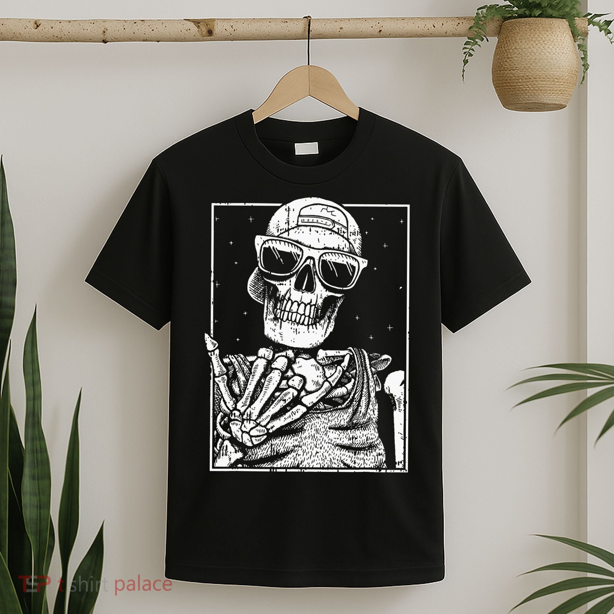 Skeleton Rock Hand Halloween Costume Cool Rock Music Rocker T-Shirt