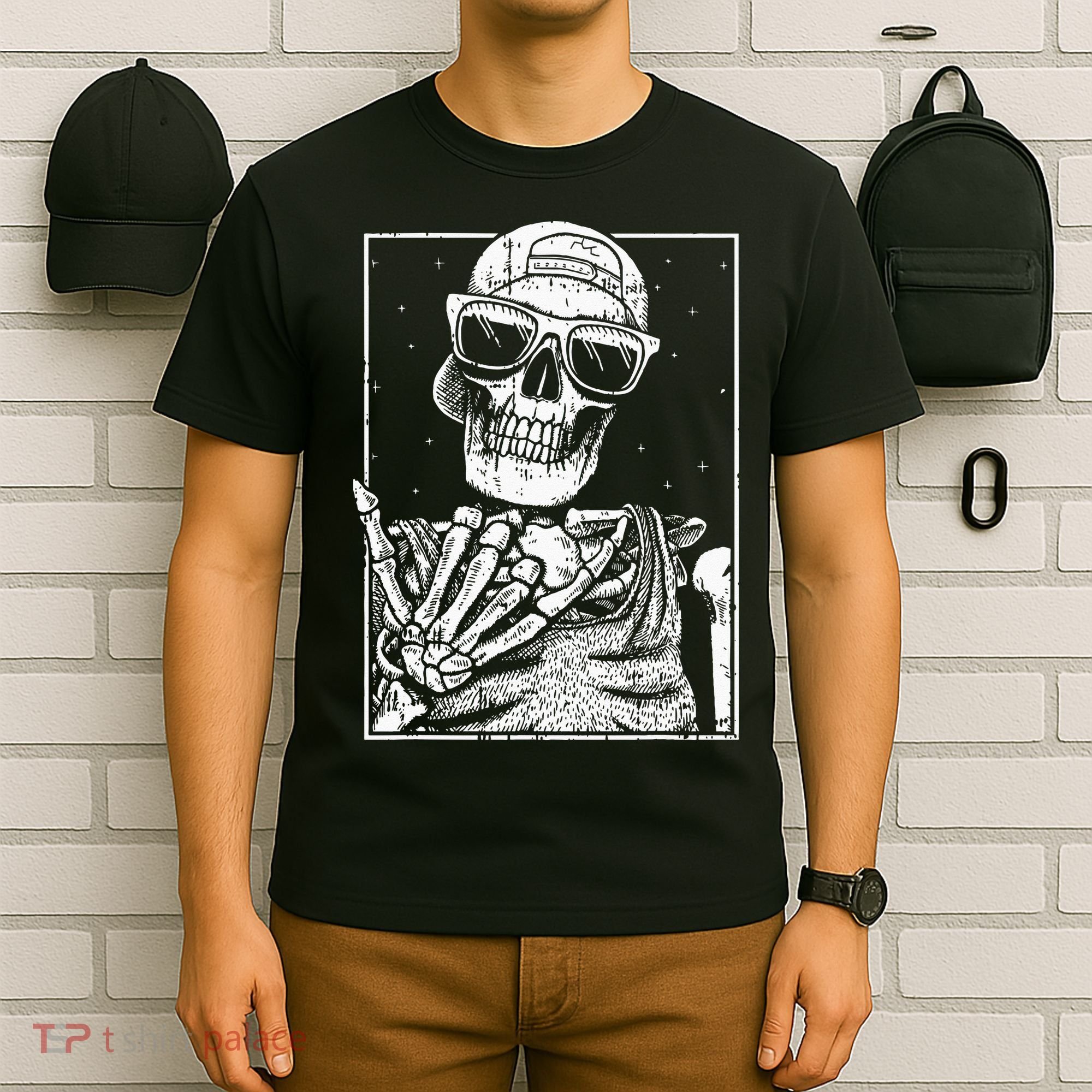 Skeleton Rock Hand Halloween Costume Cool Rock Music Rocker T-Shirt