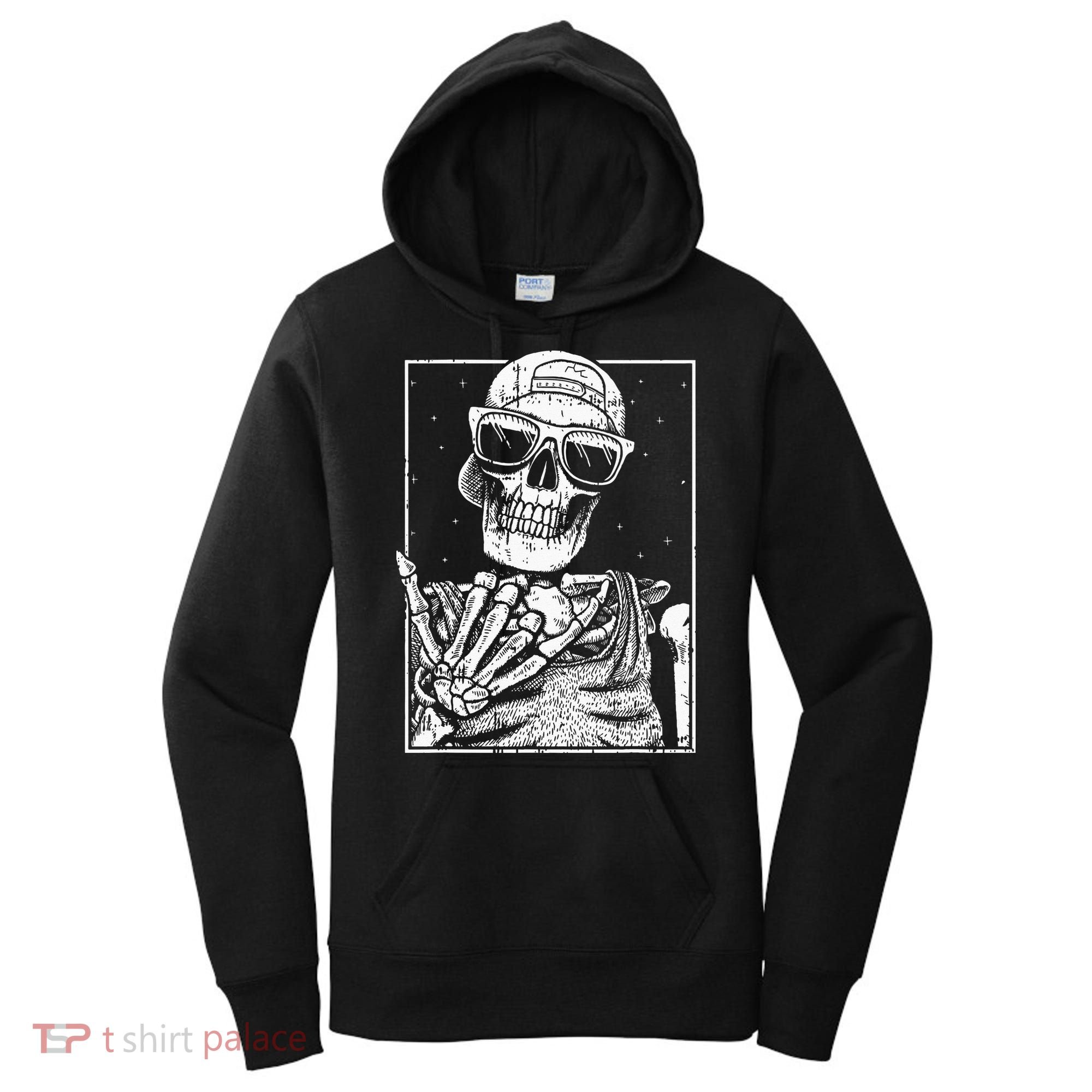 Skeleton Rock Hand Halloween Costume Cool Rock Music Rocker Women's Hoodie