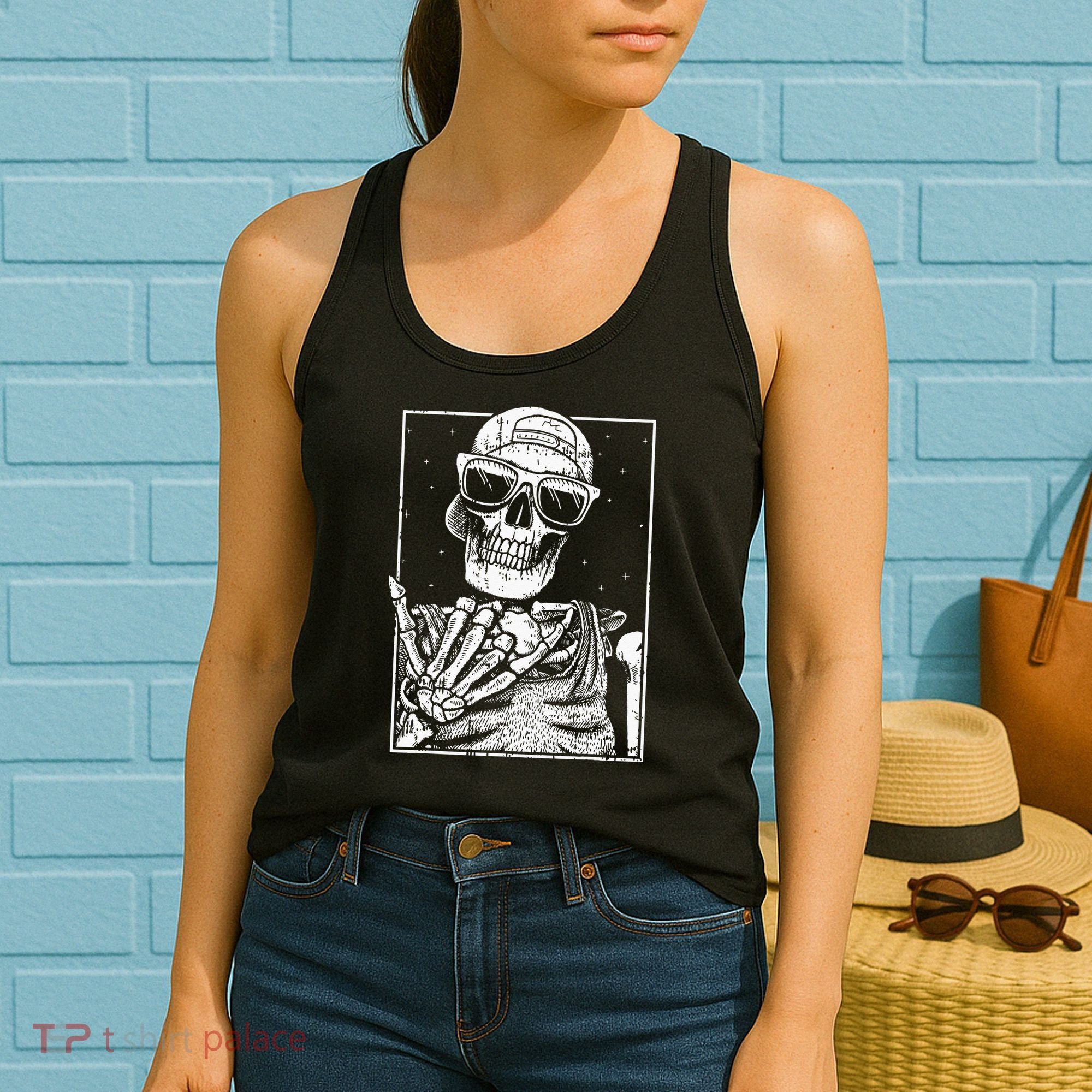 Skeleton Rock Hand Halloween Costume Cool Rock Music Rocker Women's Tank Top