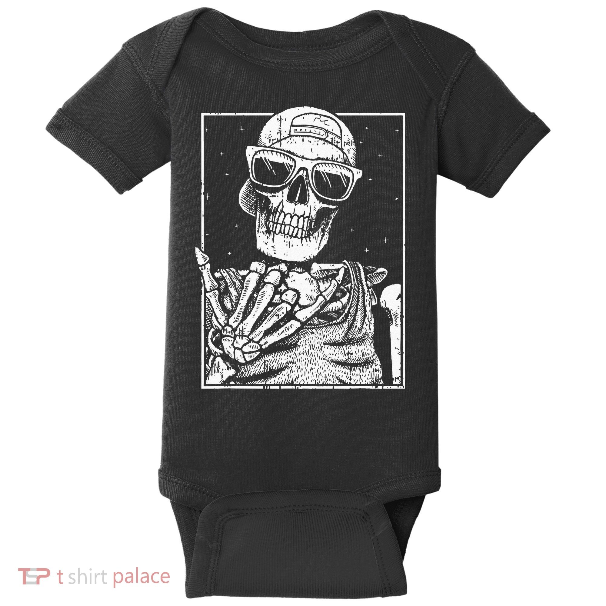 Skeleton Rock Hand Halloween Costume Cool Rock Music Rocker Baby Bodysuit