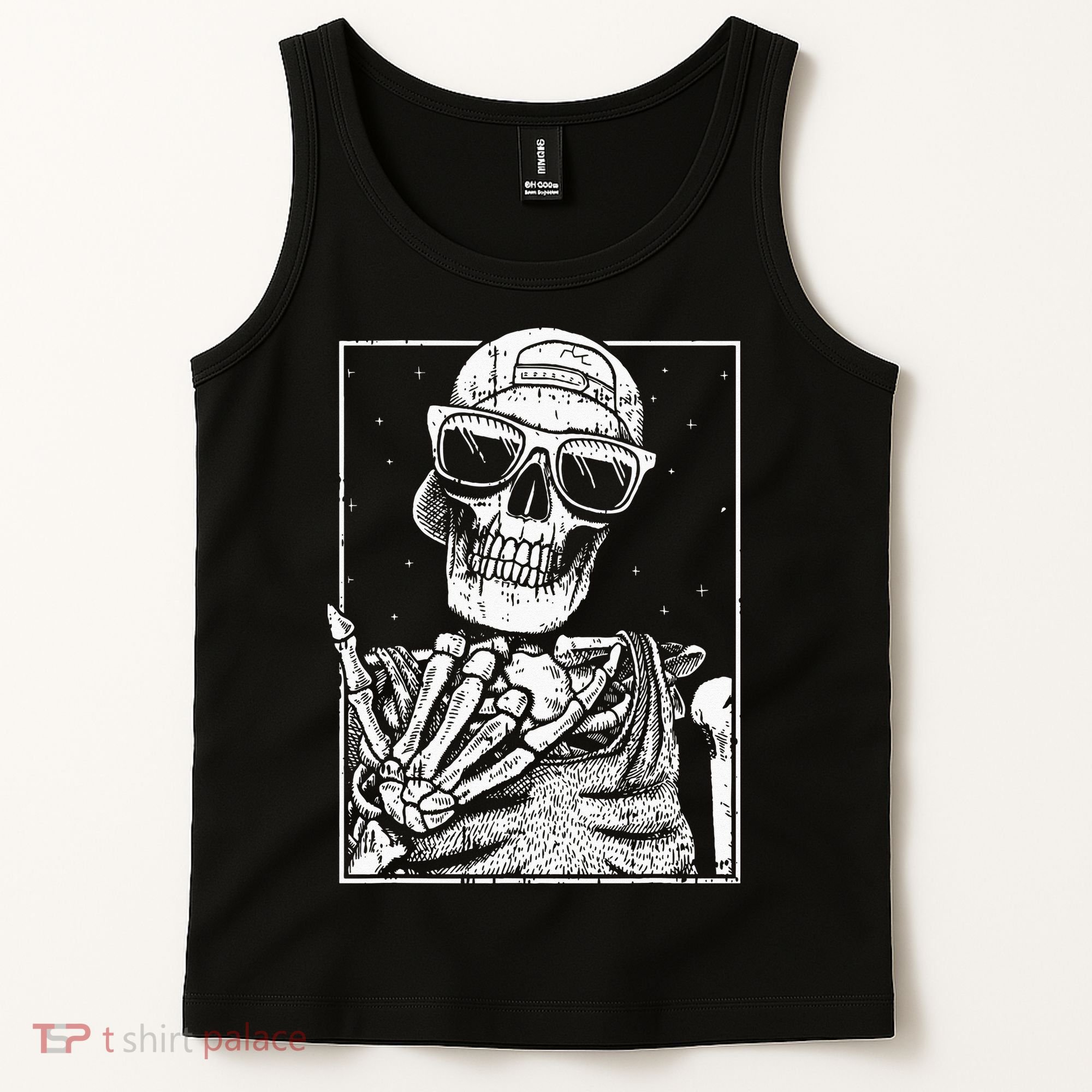 Skeleton Rock Hand Halloween Costume Cool Rock Music Rocker Tank Top