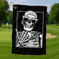 Skeleton Rock Hand Halloween Costume Cool Rock Music Rocker Golf Towel thumb 1