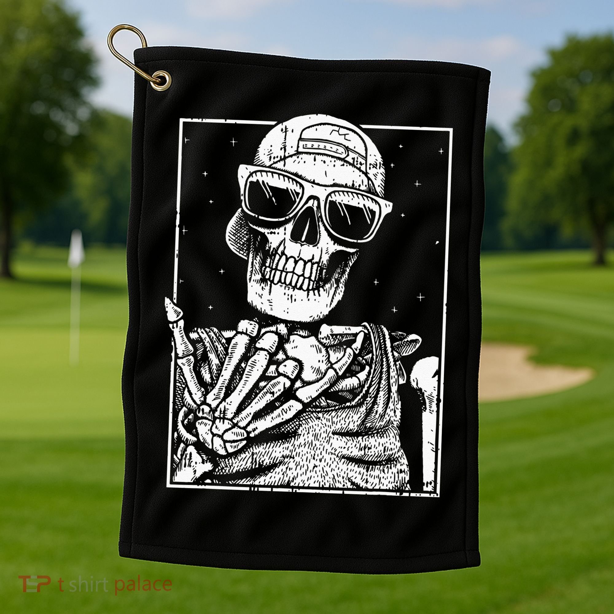 Skeleton Rock Hand Halloween Costume Cool Rock Music Rocker Golf Towel