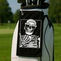 Skeleton Rock Hand Halloween Costume Cool Rock Music Rocker Golf Towel thumb 2