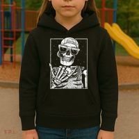 Skeleton Rock Hand Halloween Costume Cool Rock Music Rocker Kids Hoodie thumb 3