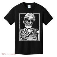 Skeleton Rock Hand Halloween Costume Cool Rock Music Rocker Kids T-Shirt thumb 0