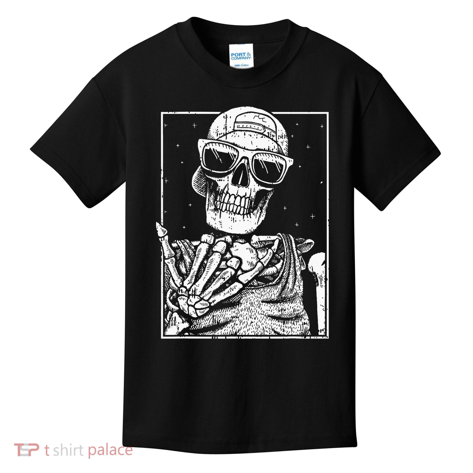 Skeleton Rock Hand Halloween Costume Cool Rock Music Rocker Kids T-Shirt