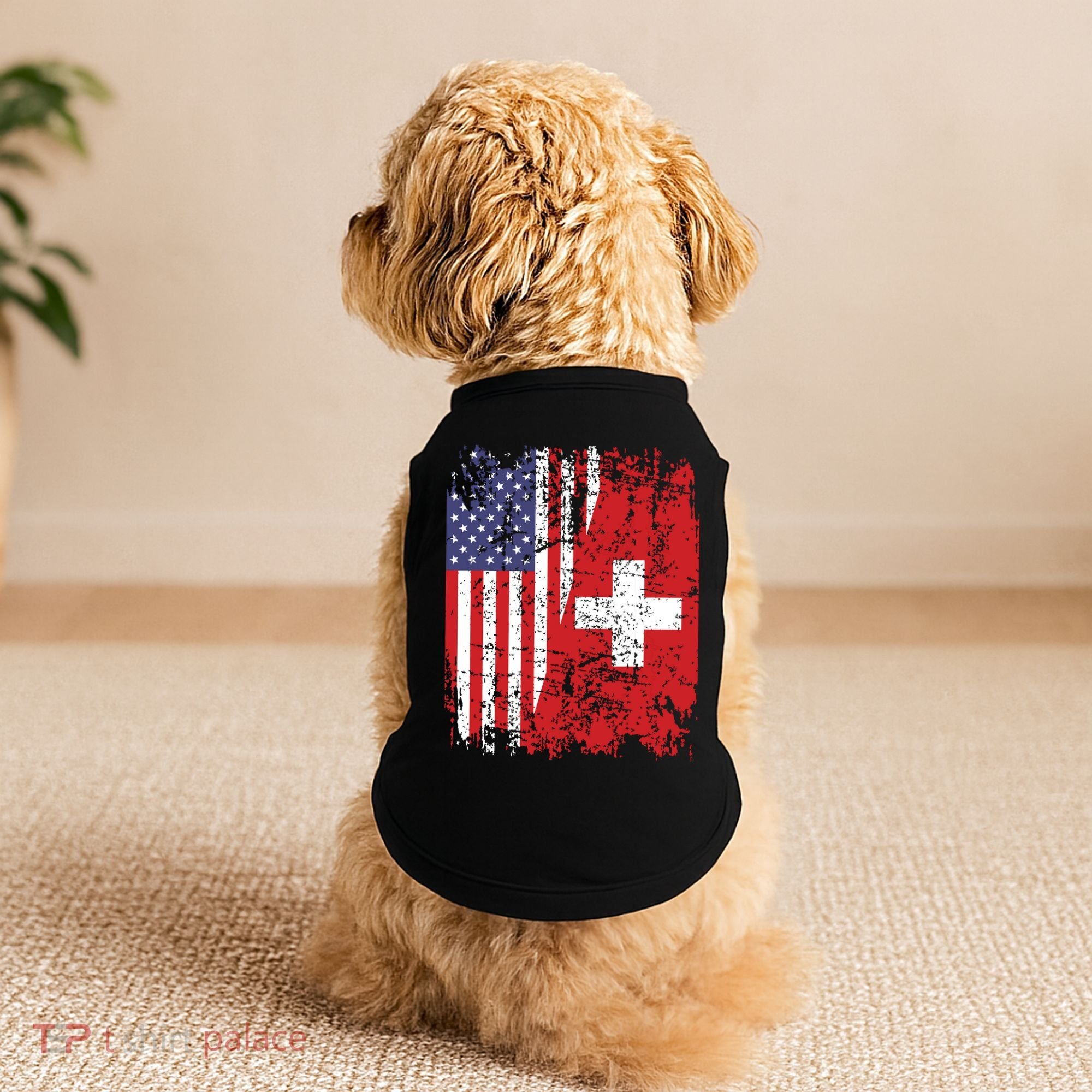 Swiss Roots Half American Flag Switzerland Doggie Tank