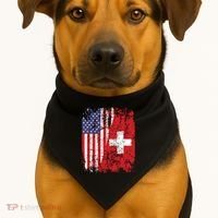 Swiss Roots Half American Flag Switzerland USA-Made Doggie Bandana thumb 1