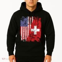 Swiss Roots Half American Flag Switzerland Hoodie thumb 2