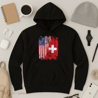 Swiss Roots Half American Flag Switzerland Hoodie thumb 3