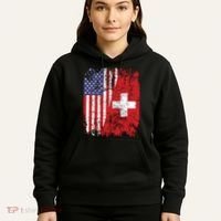 Swiss Roots Half American Flag Switzerland Hoodie thumb 5