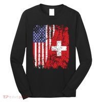 Swiss Roots Half American Flag Switzerland Long Sleeve Shirt thumb 0