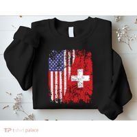 Swiss Roots Half American Flag Switzerland Sweatshirt thumb 2