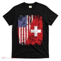 Swiss Roots Half American Flag Switzerland T-Shirt thumb 0