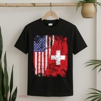 Swiss Roots Half American Flag Switzerland T-Shirt thumb 2