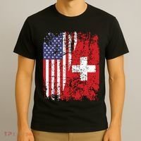 Swiss Roots Half American Flag Switzerland T-Shirt thumb 3