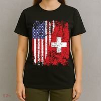 Swiss Roots Half American Flag Switzerland T-Shirt thumb 4