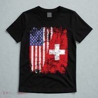 Swiss Roots Half American Flag Switzerland T-Shirt thumb 5
