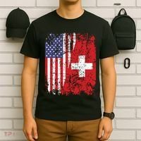 Swiss Roots Half American Flag Switzerland T-Shirt thumb 6