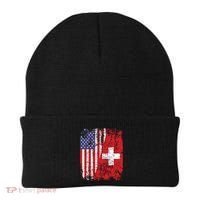 Swiss Roots Half American Flag Switzerland Beanie thumb 0