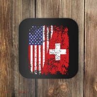Swiss Roots Half American Flag Switzerland Coaster thumb 0