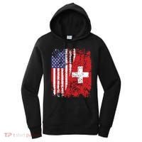 Swiss Roots Half American Flag Switzerland Women's Hoodie thumb 0