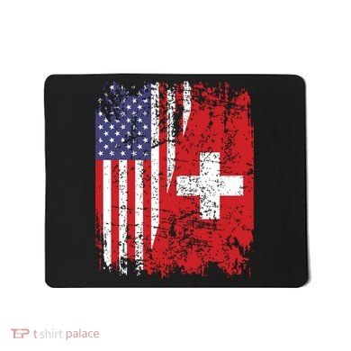 Swiss Roots Half American Flag Switzerland Mousepad