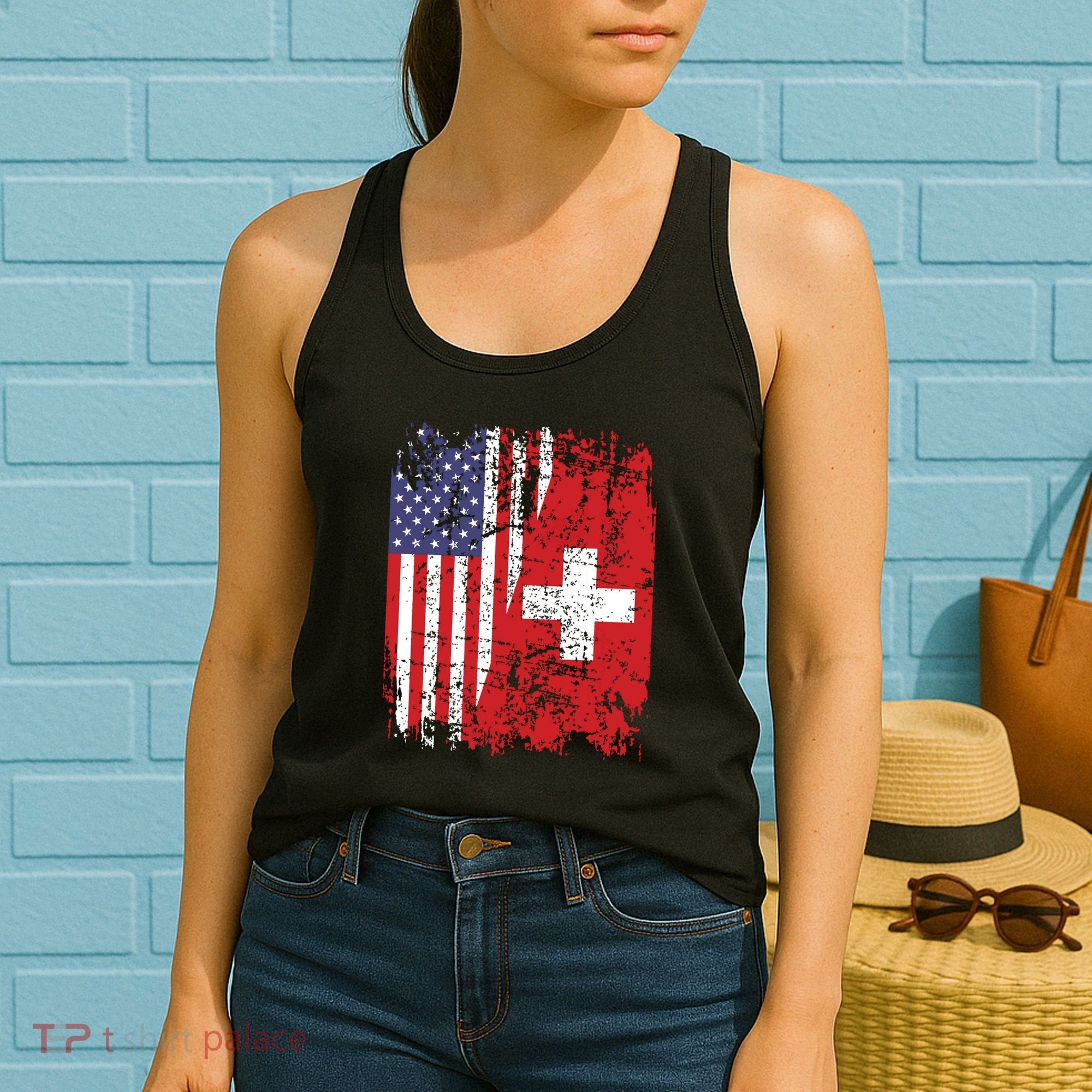 Swiss Roots Half American Flag Switzerland Women's Tank Top