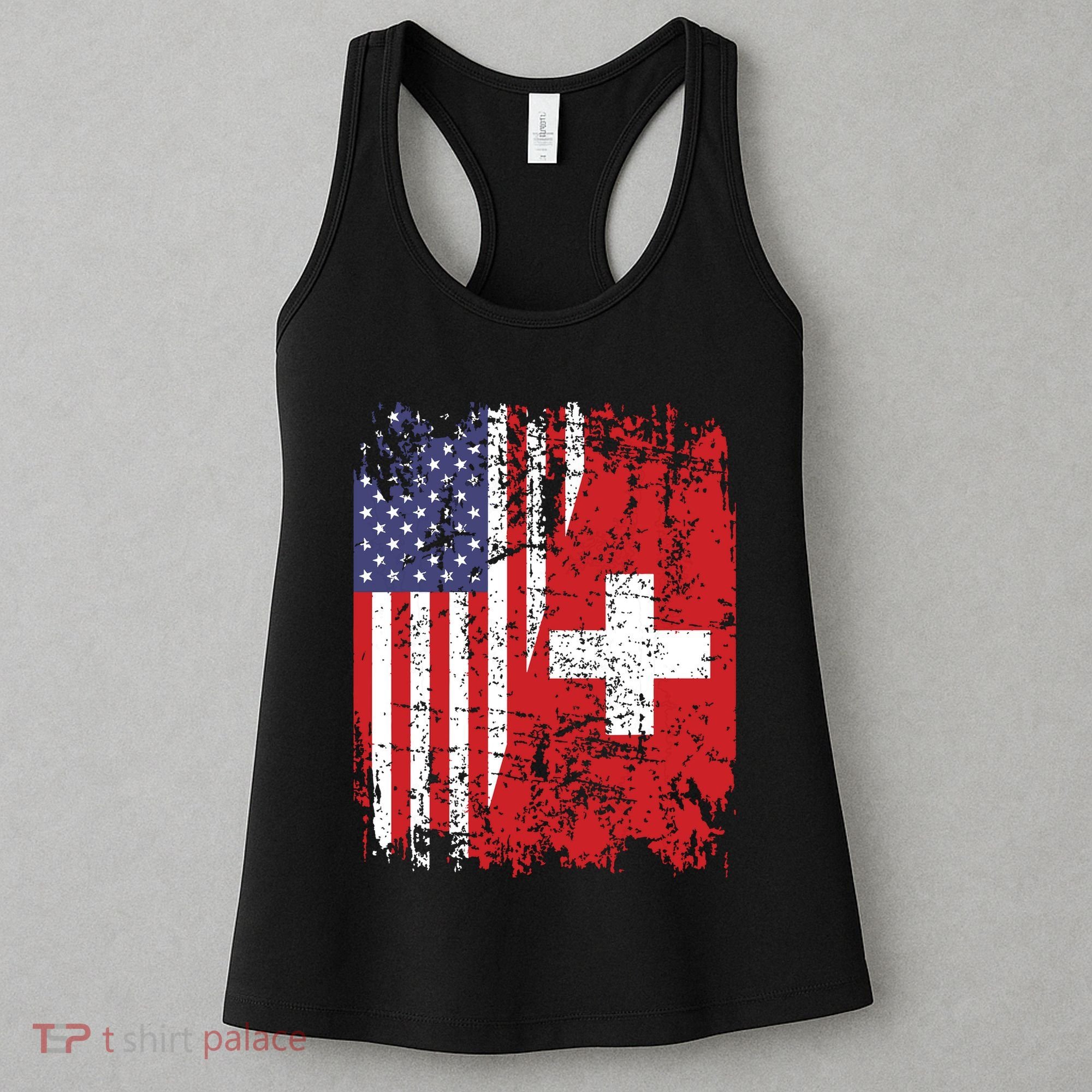 Swiss Roots Half American Flag Switzerland Women's Tank Top