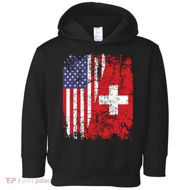 Swiss Roots Half American Flag Switzerland Toddler Hoodie
