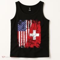 Swiss Roots Half American Flag Switzerland Tank Top thumb 2