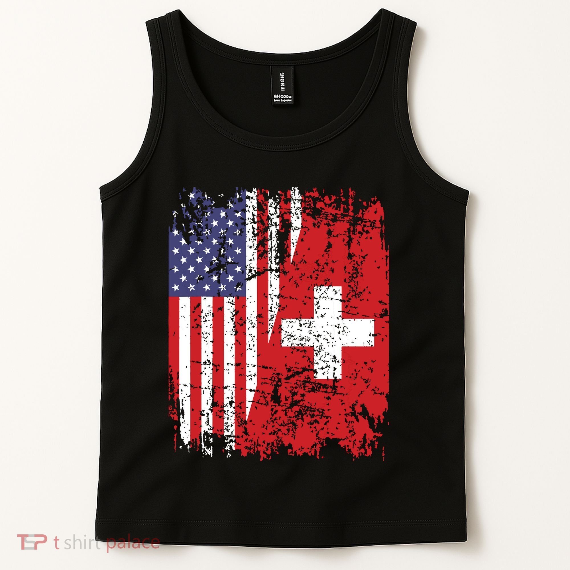 Swiss Roots Half American Flag Switzerland Tank Top