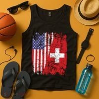 Swiss Roots Half American Flag Switzerland Tank Top thumb 4