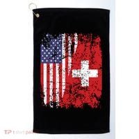Swiss Roots Half American Flag Switzerland Golf Towel thumb 0
