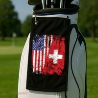 Swiss Roots Half American Flag Switzerland Golf Towel thumb 2