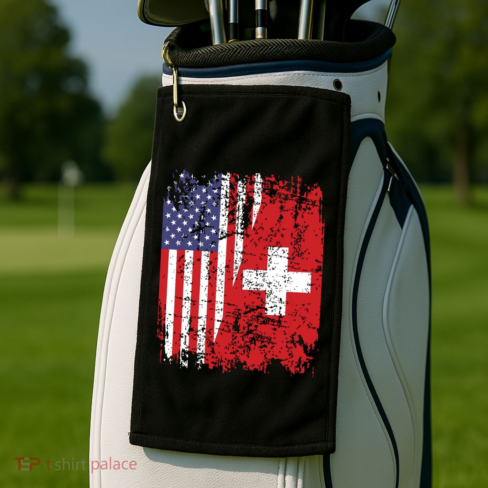 Swiss Roots Half American Flag Switzerland Golf Towel