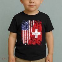 Swiss Roots Half American Flag Switzerland Toddler T-Shirt thumb 2