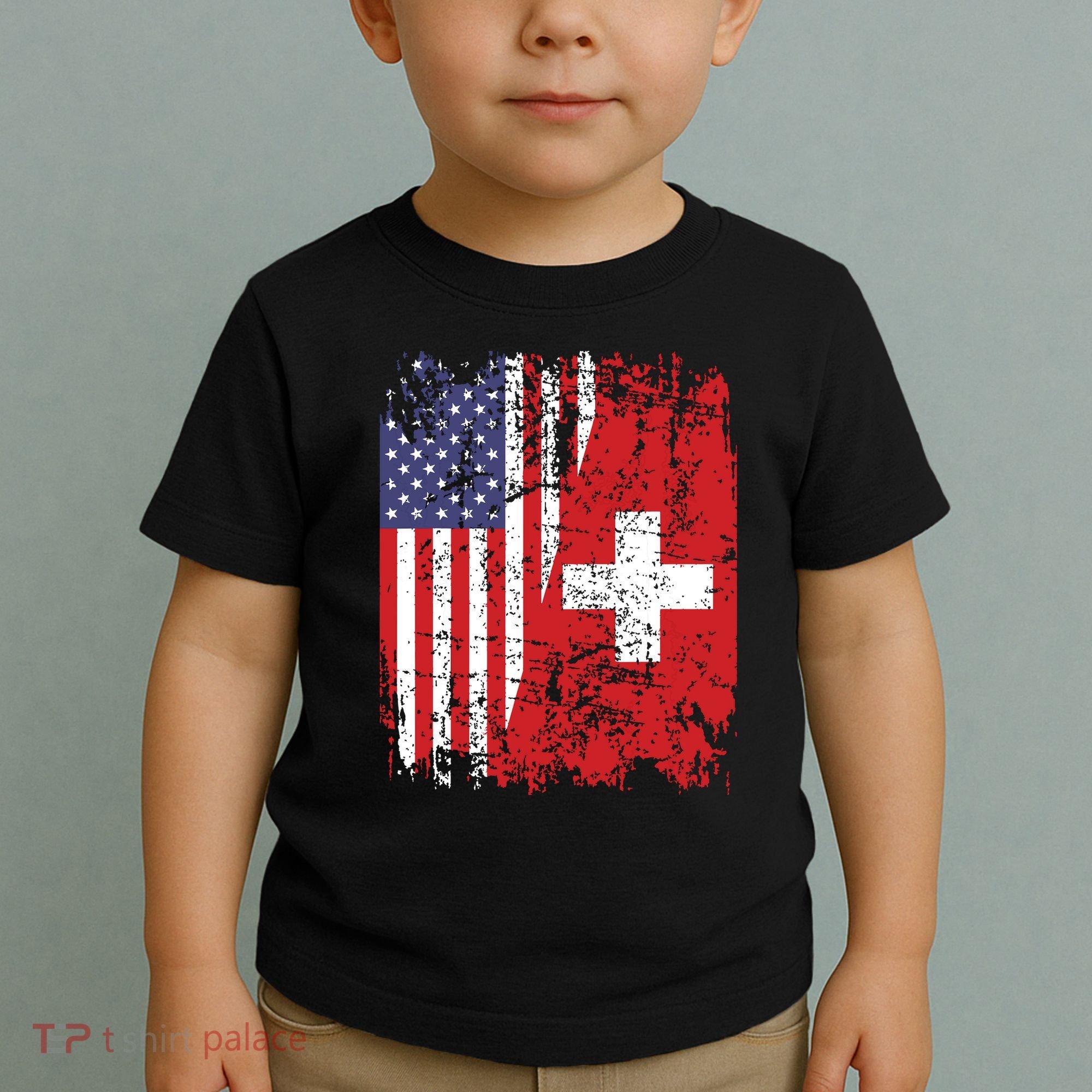 Swiss Roots Half American Flag Switzerland Toddler T-Shirt