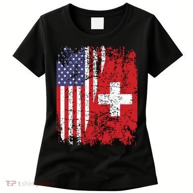 Swiss Roots Half American Flag Switzerland Women's T-Shirt