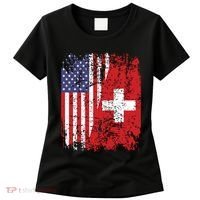 Swiss Roots Half American Flag Switzerland Women's T-Shirt thumb 0
