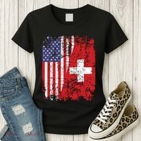 Swiss Roots Half American Flag Switzerland Women's T-Shirt thumb 3