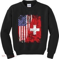Swiss Roots Half American Flag Switzerland Kids Sweatshirt thumb 0