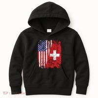 Swiss Roots Half American Flag Switzerland Kids Hoodie thumb 0