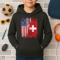 Swiss Roots Half American Flag Switzerland Kids Hoodie thumb 2