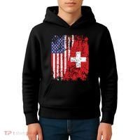 Swiss Roots Half American Flag Switzerland Kids Hoodie thumb 4