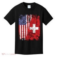 Swiss Roots Half American Flag Switzerland Kids T-Shirt thumb 0