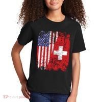 Swiss Roots Half American Flag Switzerland Kids T-Shirt thumb 2